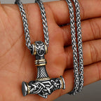 Viking Thor's Hammer Vintage Personality Necklace Stainless Steel Vegvisir Anchor Pendant Necklace Men's Amulet Jewelry