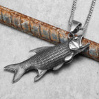 Vintage Fish Trout Men Necklaces with Pendant Stainless Steel Punk Jewelry Cool for Angler Gift Daily Wear Hip Hop Accessories