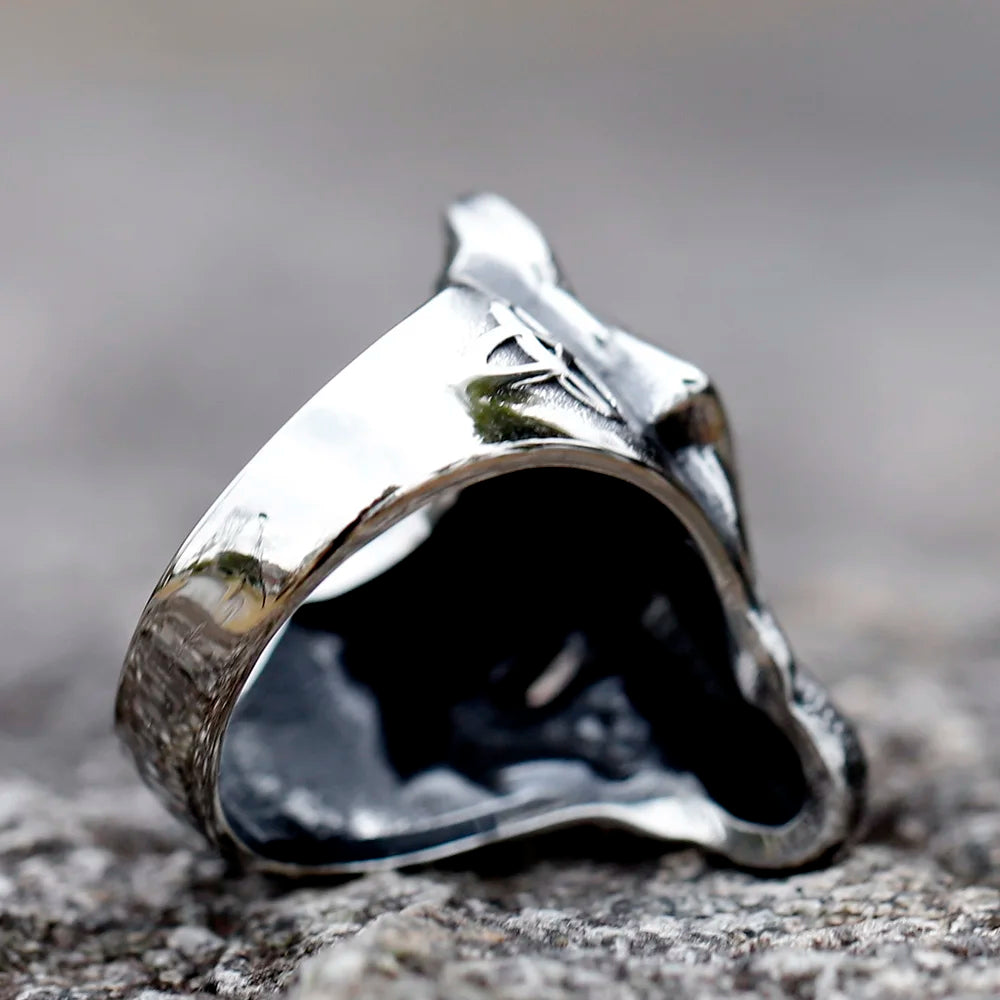 New Viking Githic Style Stainless Steel Ring Men Nordic Trinity wolf head Wedding Rings Jewelry Boyfriend Gift free shipping