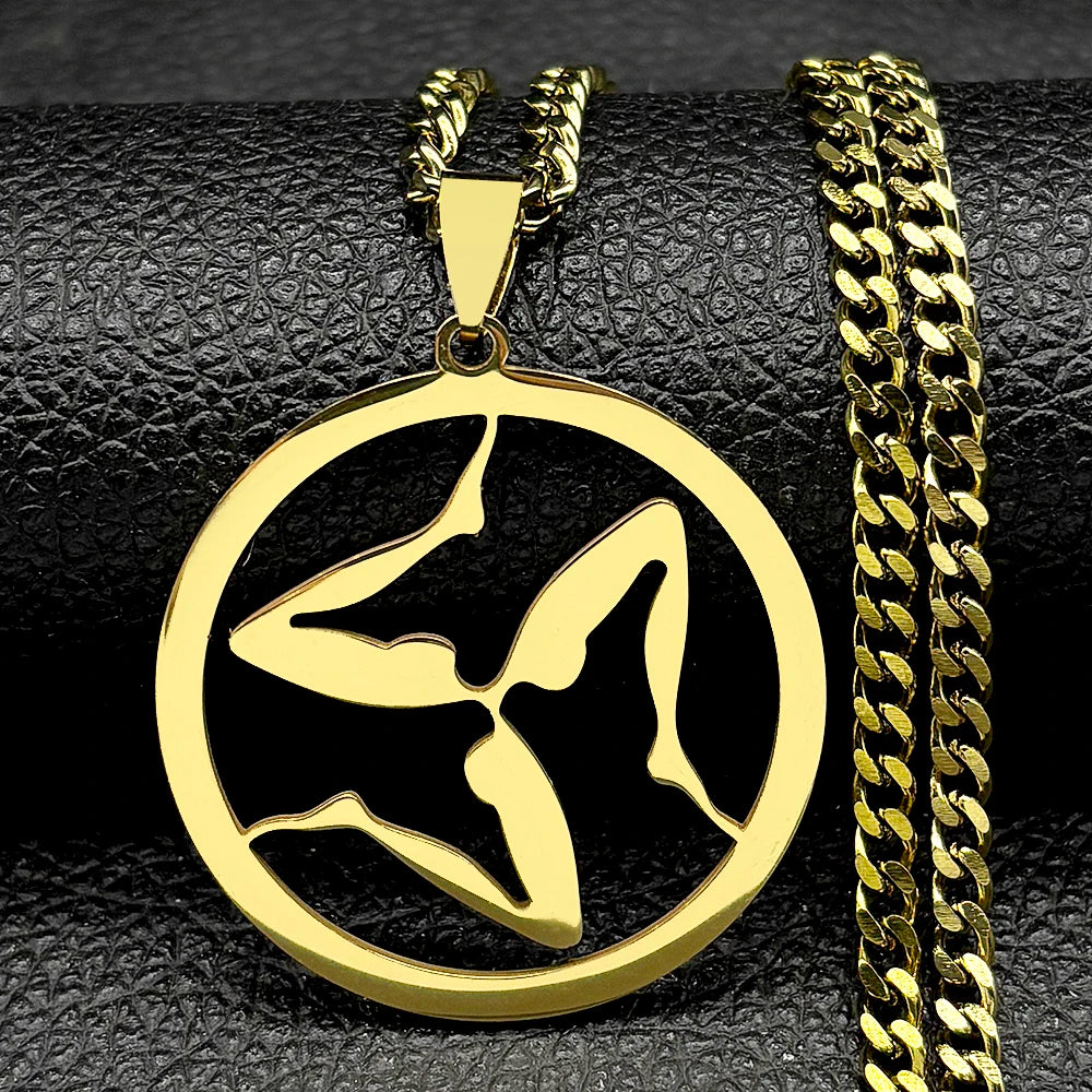 Wolf Greek Steel Pendant Triskelion Triskele Irish