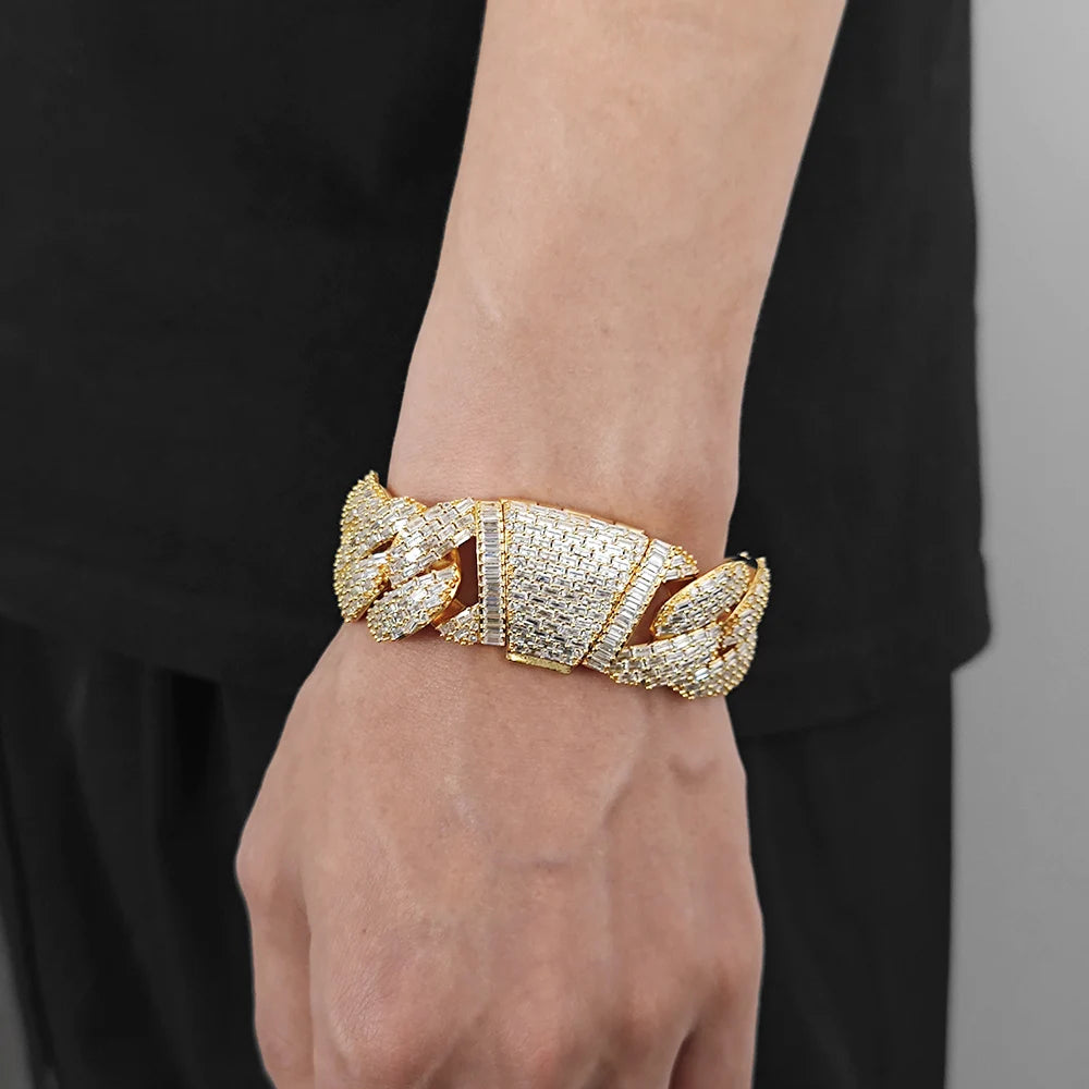 Iced Out Cuban Chain Necklace Stainless Steel 24MM