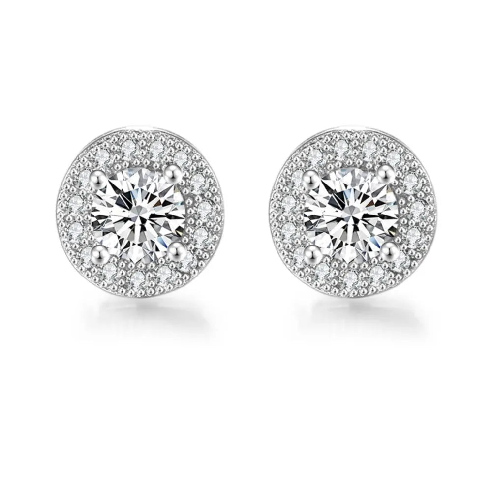 Silver Magnetic Earrings CZ Clip Non-Piercing