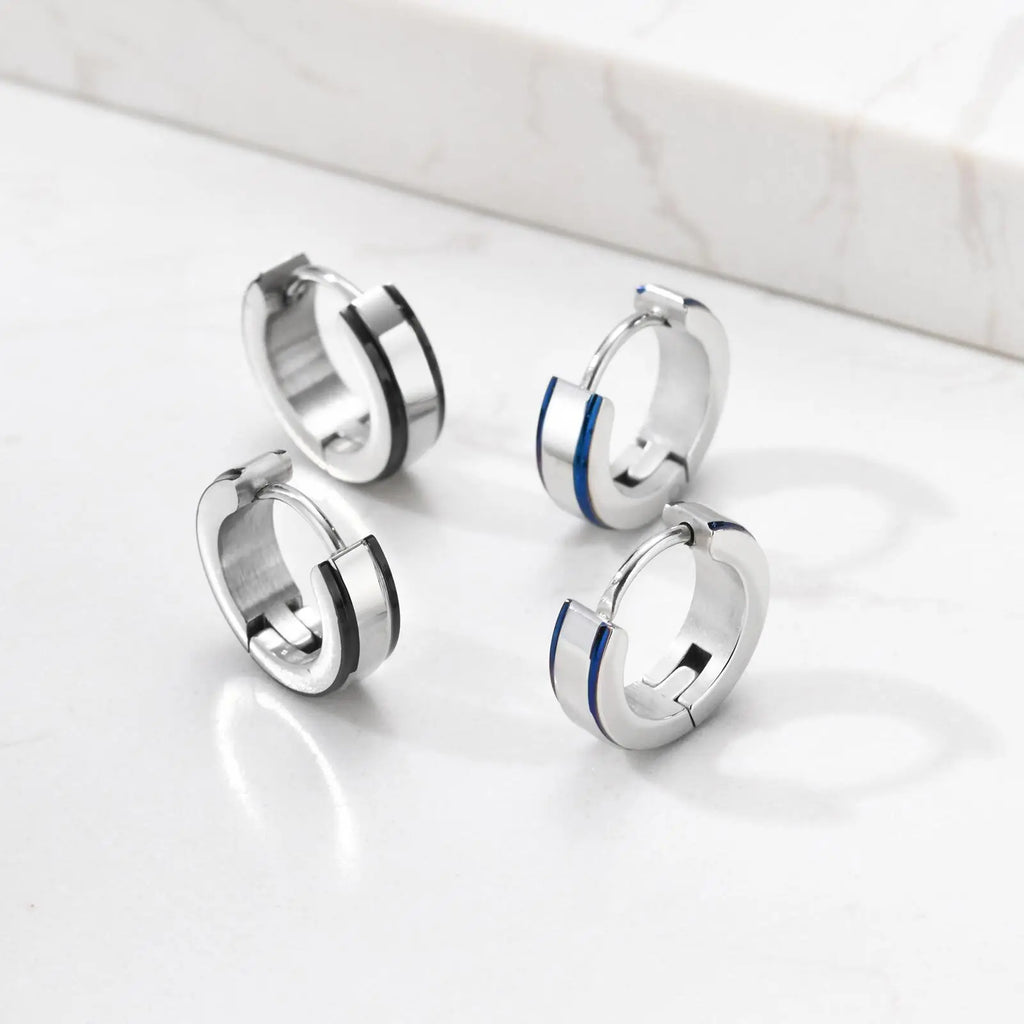 Minimal Circle Huggie Hoop Earrings — Stainless Steel