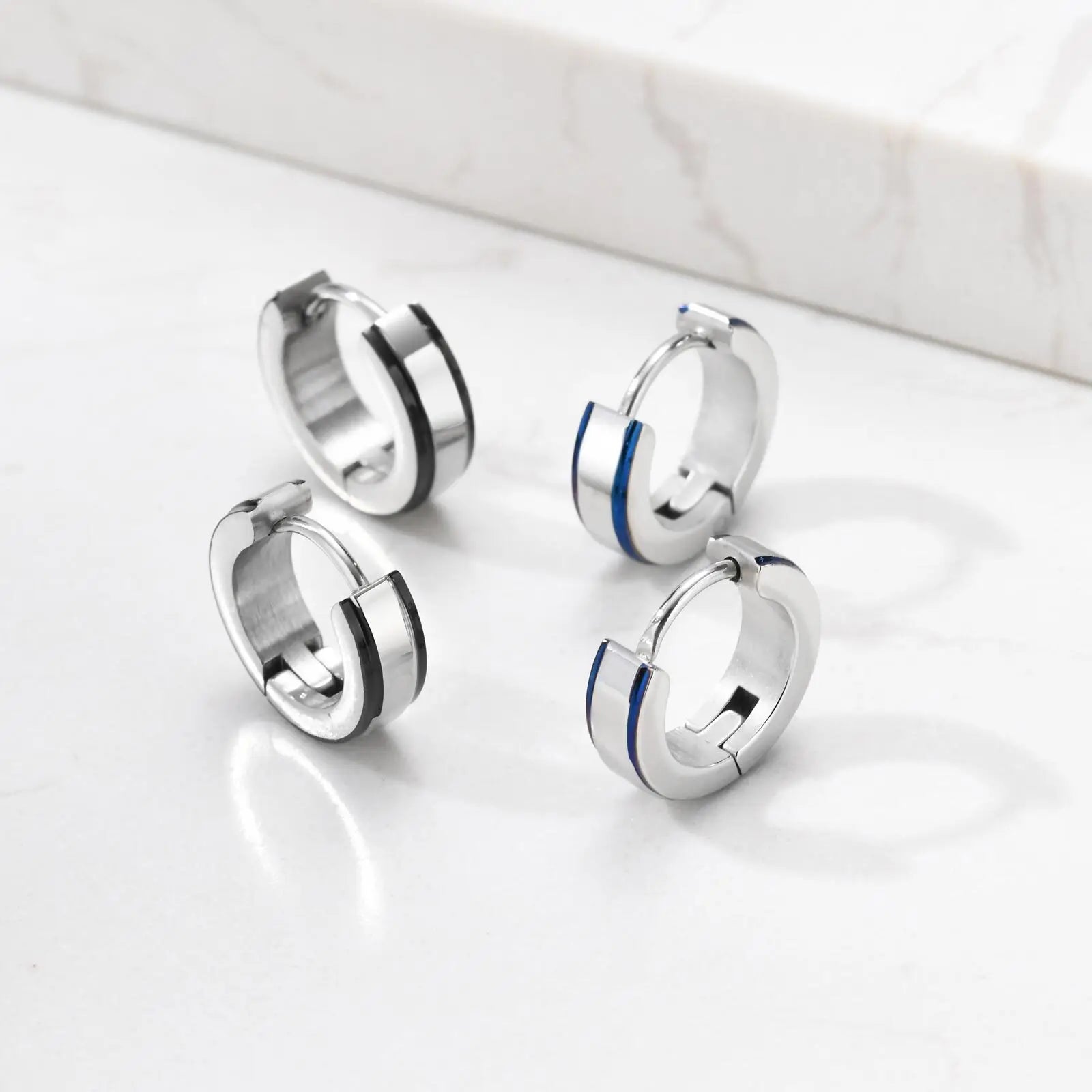 Minimal Circle Huggie Hoop Earrings — Stainless Steel