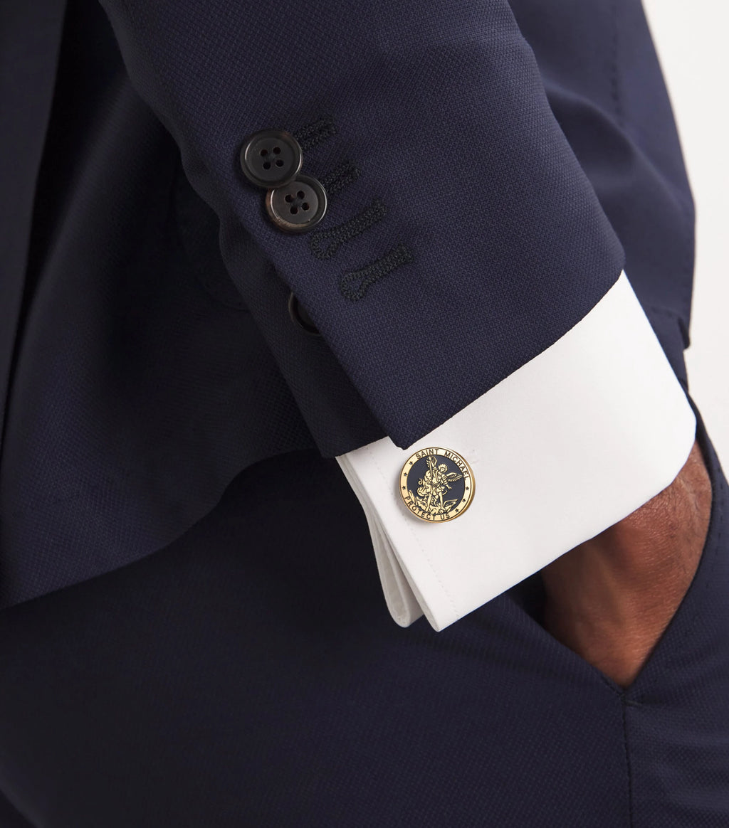 LIKGREAT Archangel Michael Cufflinks for Men Stainless Steel Cuff Links Religious Mythology Protection Amulet Jewelry Gifts