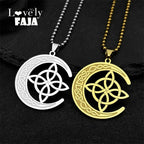 Celtic Gold Pendant Crescent Moon Witch's Knot