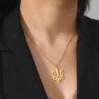 Tryzub Ukrainian Trident Necklace — Stainless Steel