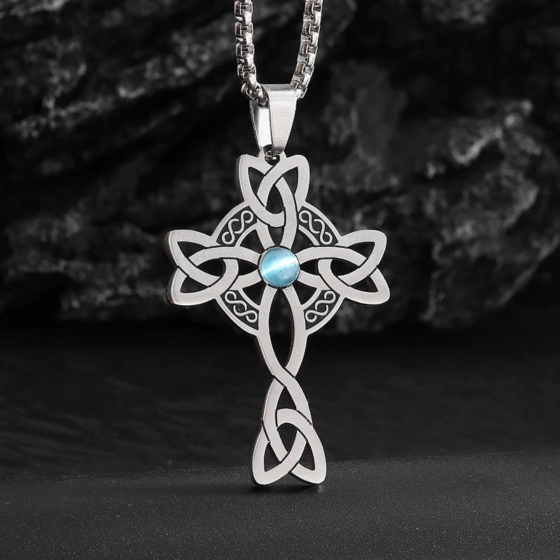 Celtic Witch Knot Pendant Necklace — Steel