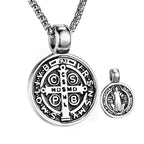 Stainless Steel Saint St. Benedict Collar Medal of San Benito Necklace Men Women Spiritual Virgin Mary Pendant Necklace