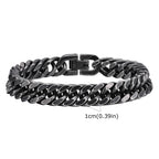 Vintage Men's Chunky Chain Bracelets,8/10/12mm Retro Grey Stainless Steel Cuban Chain Wristband,Rock Punk Classic