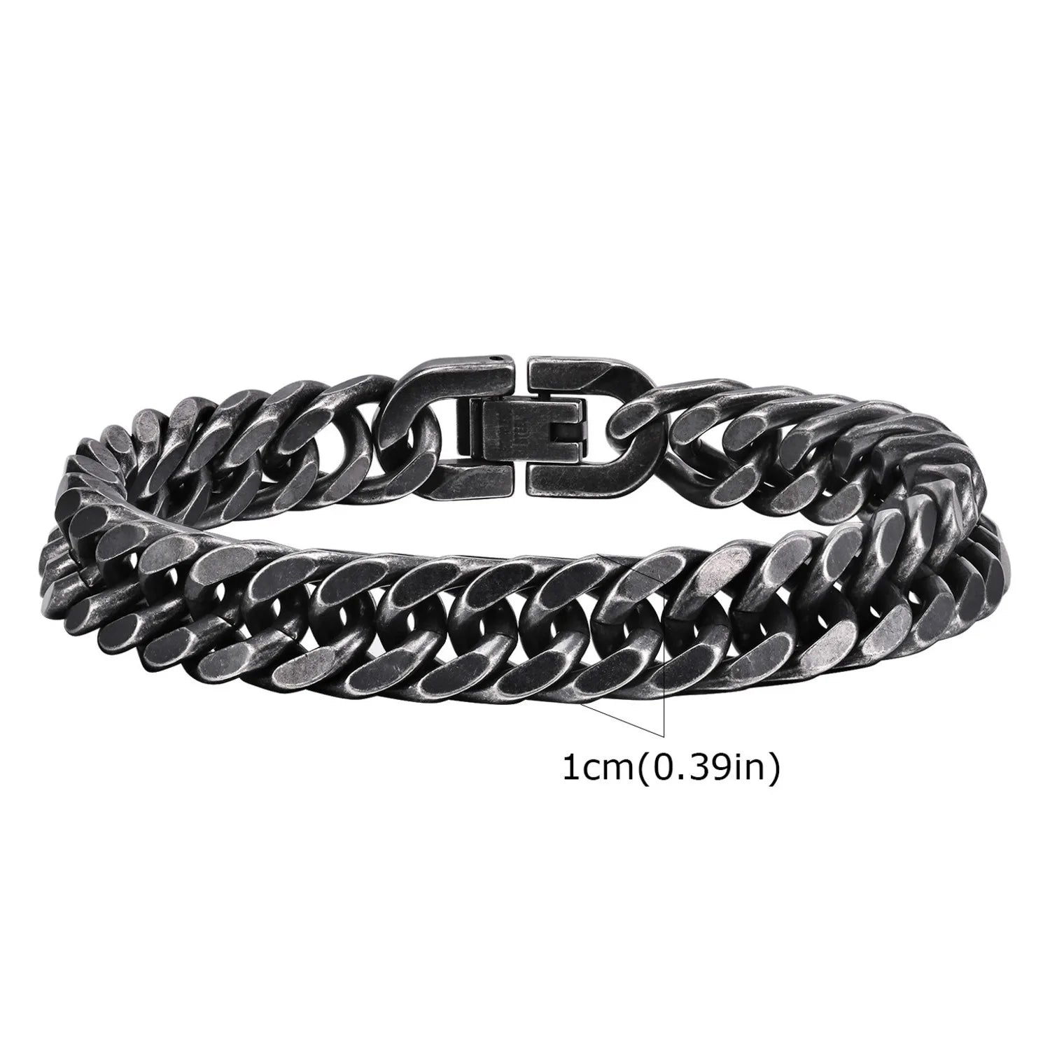 Vintage Men's Chunky Chain Bracelets,8/10/12mm Retro Grey Stainless Steel Cuban Chain Wristband,Rock Punk Classic
