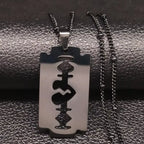 Gothic Heart Blade Necklace — Black Stainless