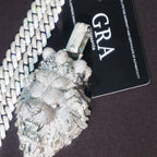 Iced Out Lion Head Cuban Pendant Necklace — Copper Alloy