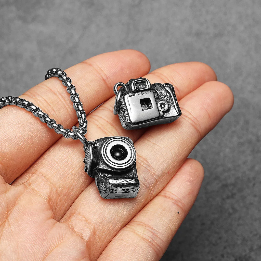 Retro Camera Men Necklaces With Pendant Stainless Steel Unique Jewelry For Male Women Punk Hip Hop Accessories Gifts Wholesale