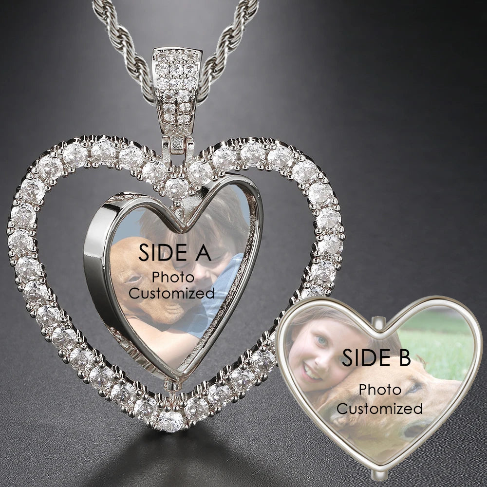 Heart Photo Pendant Necklace Memory