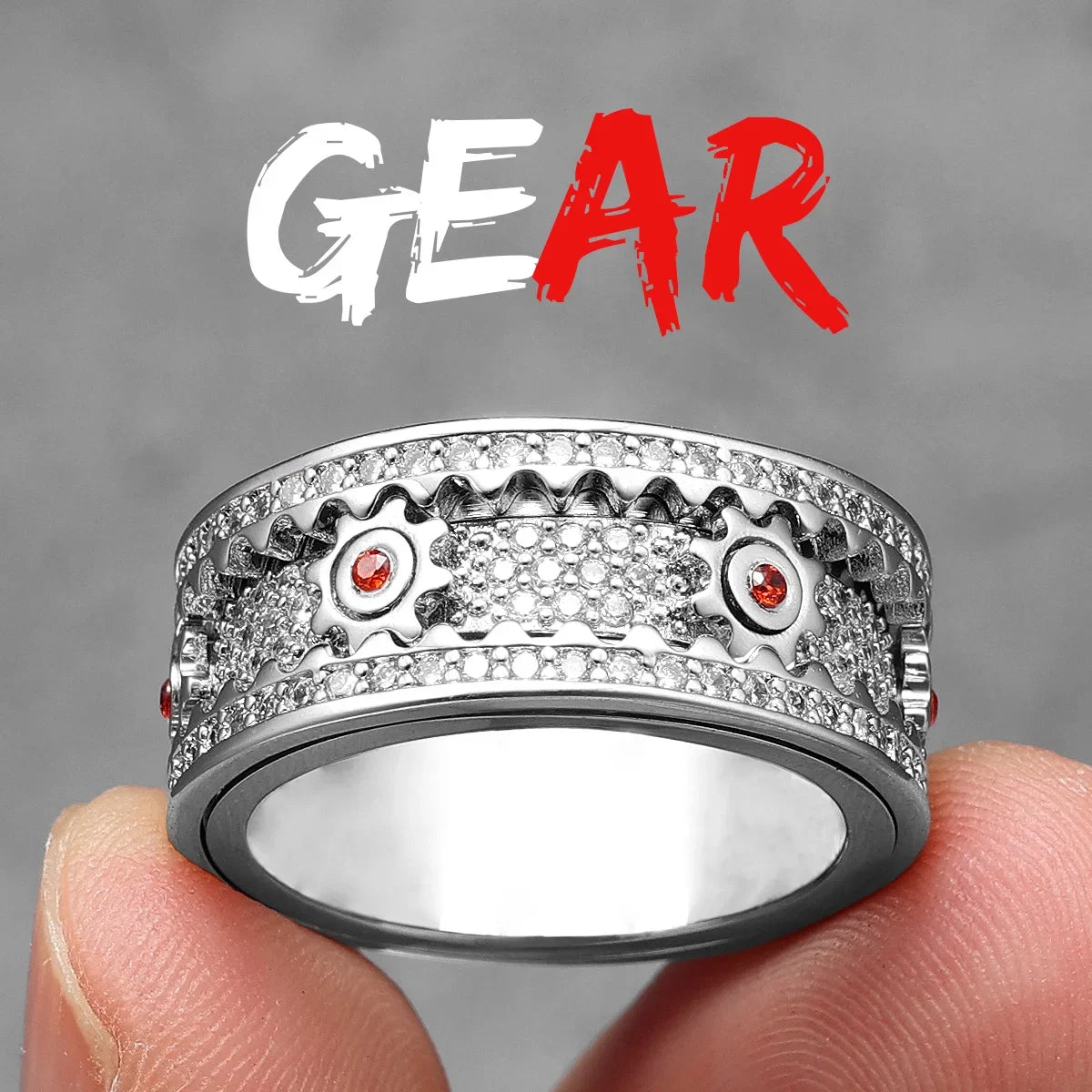 Fidget Spinner Gemstone Ring — Stainless Steel