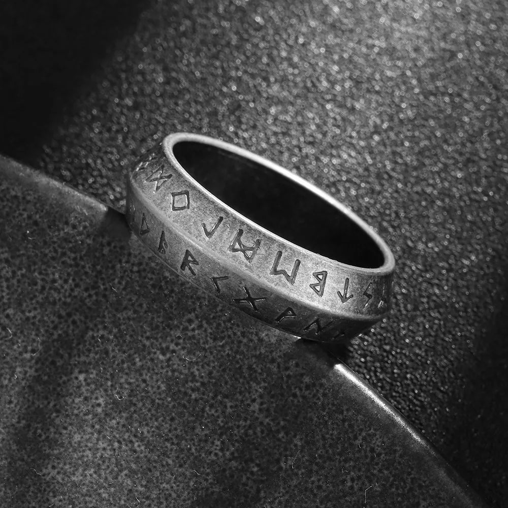 Viking Steel Ring 316L Rune Signet Vintage