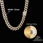 Iced Out Cuban Necklace Stainless Steel 15MM