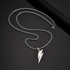 Vnox Stainless Steel Lightning Pendant Necklace, 60cm Box Chain with Lobster Clasp, Punk Waterproof Jewelry Gift for Men Women