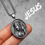 Jesus Heart Cross Pendant — Stainless Steel