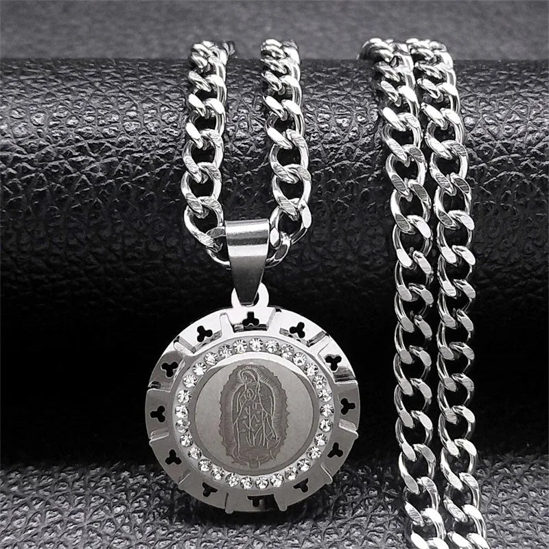 Holy Mary Steel Pendant Virgin Medal Our Lady