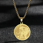 QIMING Dainty Saint George Pendant Necklace For Men Stainless Steel Warrior St. George's Dragon Medallion Mythology