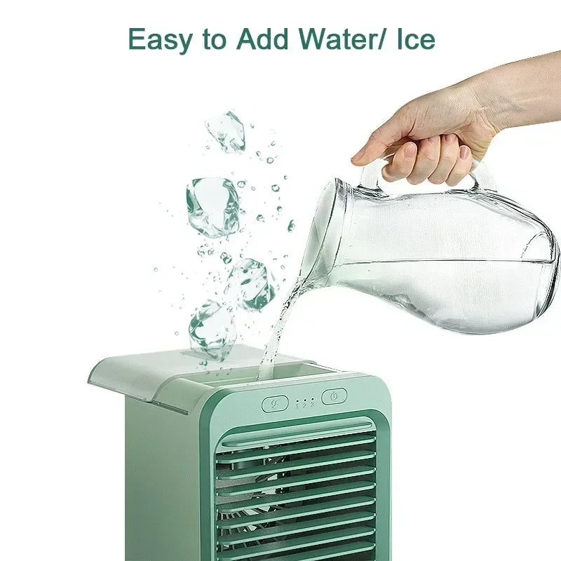 Portable Air Conditioner Fan USB Desktop Fan Rechargeable Mini Air Humidifier Cooler Table Cooling Mist Fan for Office