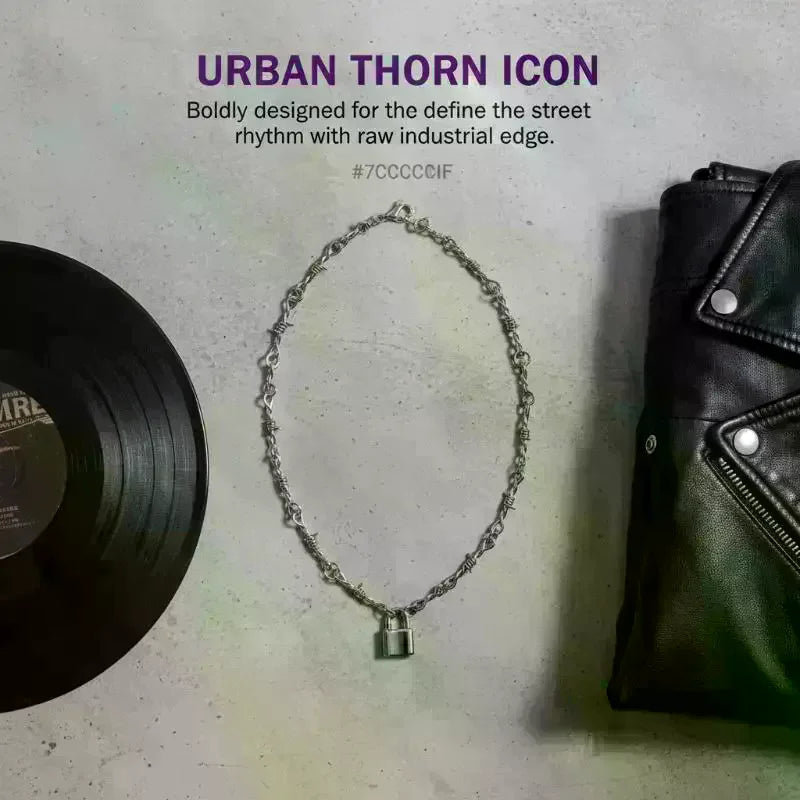 Punk Gothic Thorns Barbed Wire Chain Necklace Vintage Choker Hip Hop Pendant Lock Necklace For Party Birthday Gift