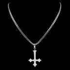 Cross Silver Choker Chain Necklace — Stainless Steel