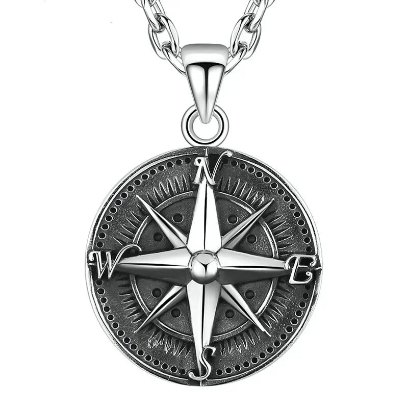 Quality Fashionable Medal Necklace Pendant Pirate Ship Compass Personality Men's Necklace Pendant Hip Hop Jewelry Trend