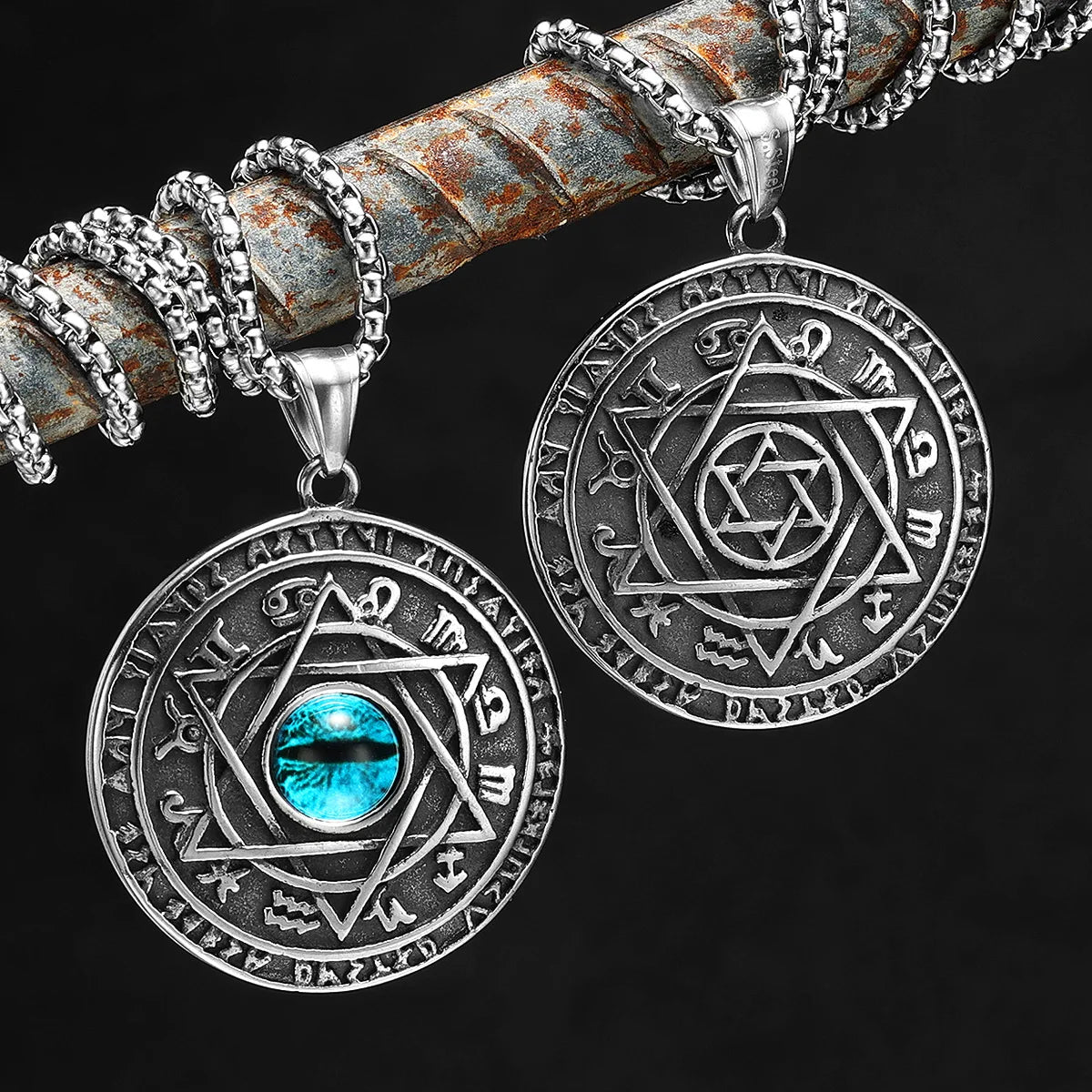 Hexagonal Necklaces Token 316L Stainless Steel Pendants Star of David Men Chain Punk Rock for Male Jewelry Best Gift