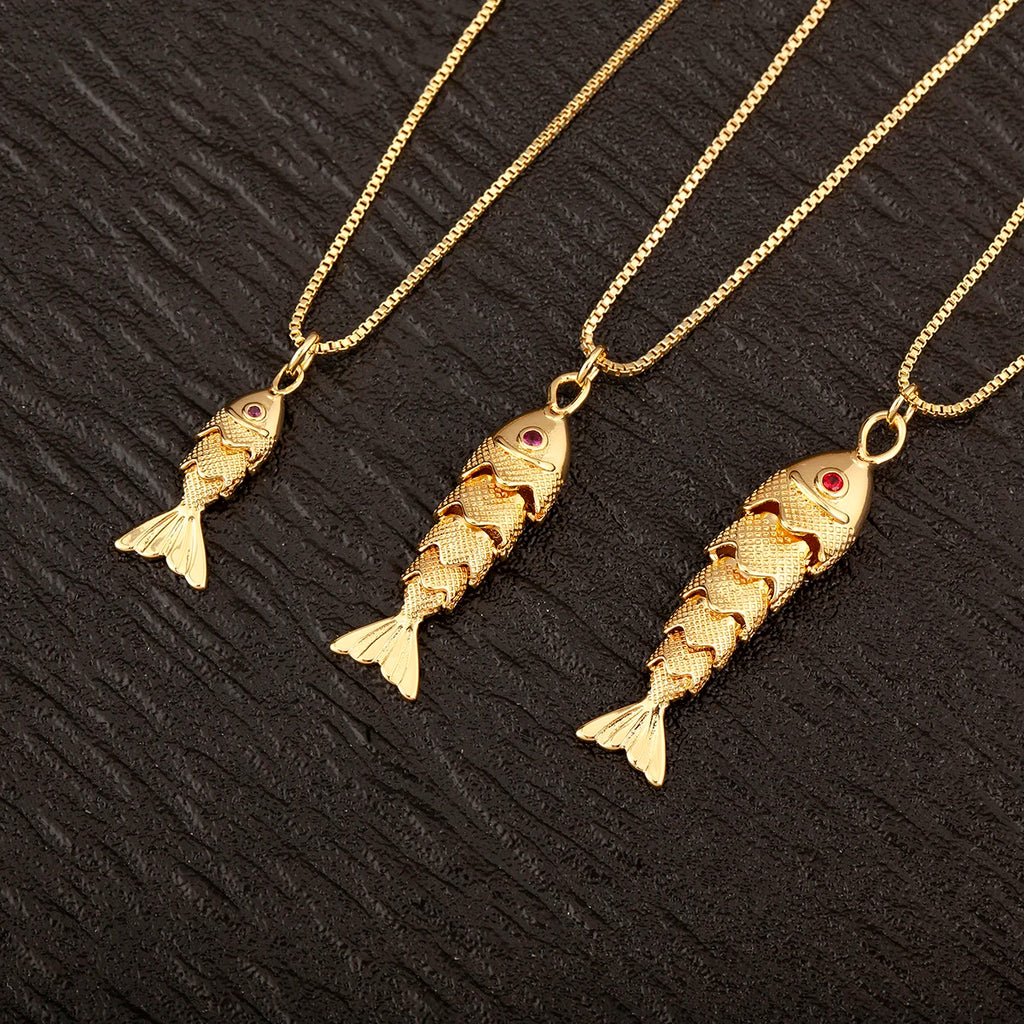 Goldfish Pendant Necklace — Copper