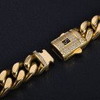 Black Cuban Bracelet Stainless Steel 14K Gold 6-13MM