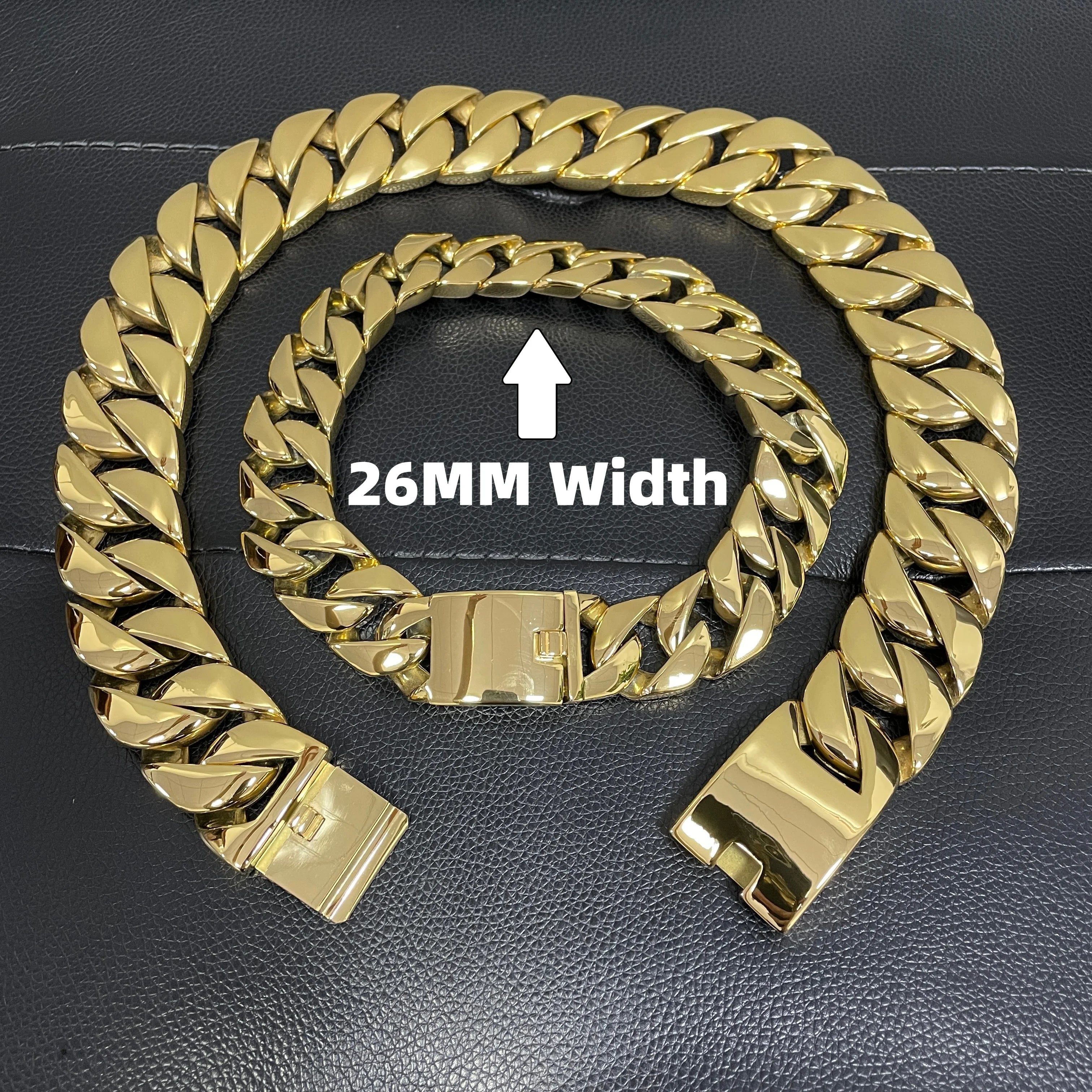 Stainless Steel 26/32mm Cuban Link Chain Necklace Hip Hop Punk Men's Chunky Waterproof Choker Jewelry SDA