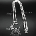 Wicca Moon Moth Pendant — Stainless Steel