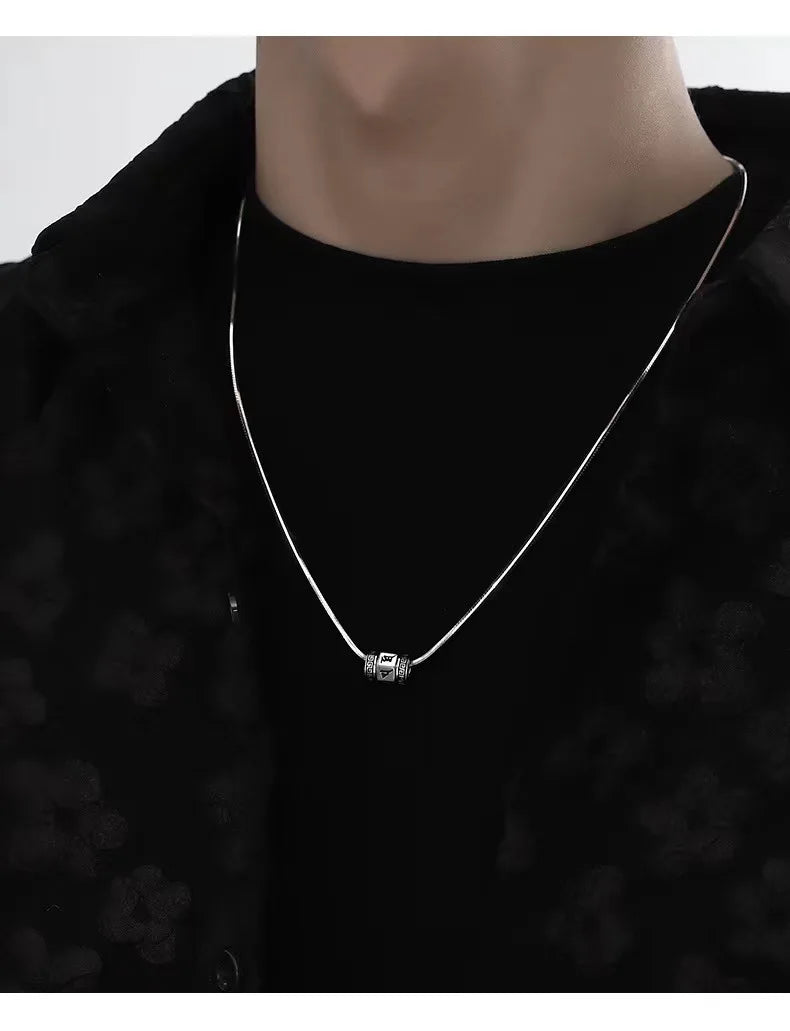 Ethnic Style Rotatable Six Syllable Mantra Bead Pendant Necklace For Men Women Jewelry Fashion S925 Chain Necklace Male Gift