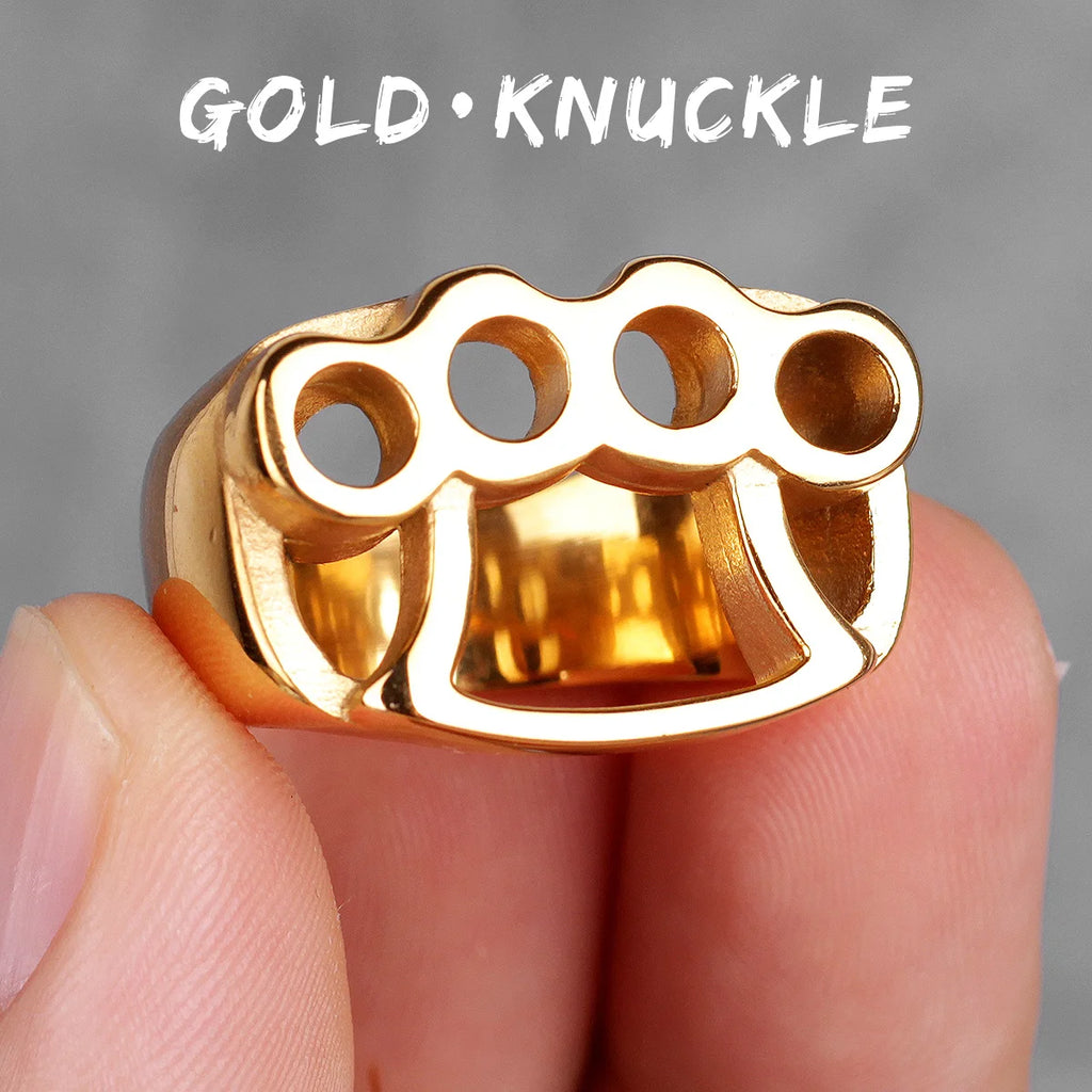 Stainless Steel Man Men Rings Fight Boxing Knuckles Creativity Personality for Male Boyfriend Fashion Accessories Jewelry Gift