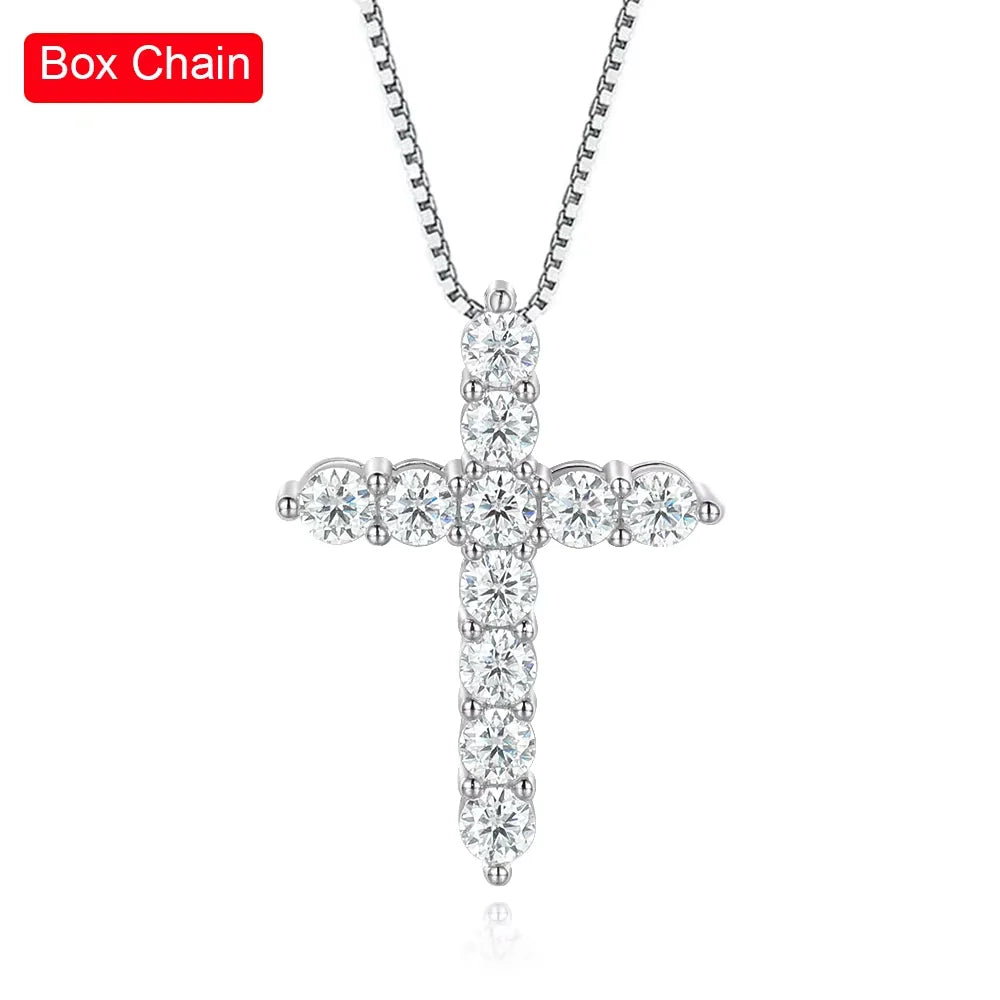 Serenity 3mm 4mm 5mm Black Moissanite Cross Pendant Necklace For Women Men 100% S925 Sterling Silver Jesus Neck Chain