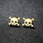 Hollow Mini Skull Stud Earrings for Men — Stainless Steel