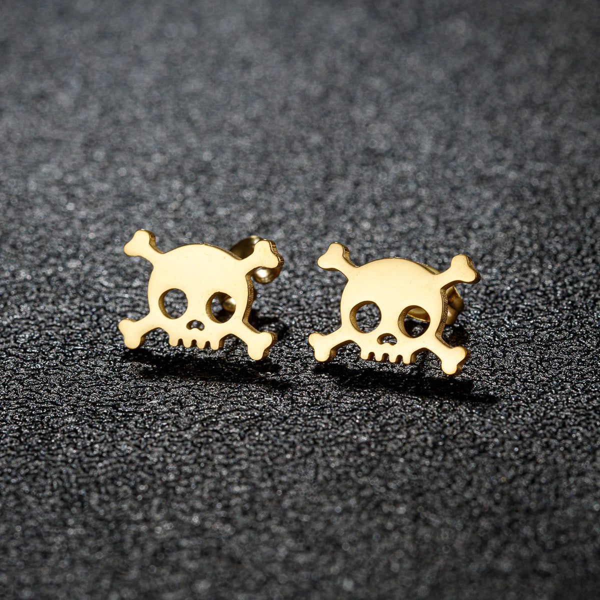 Hollow Mini Skull Stud Earrings for Men — Stainless Steel