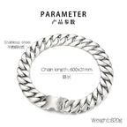 24/31MM Larger Cuban Chain Dog Bone Charm Necklace for Men Women Stainless Steel 316L Heavy Choker Punk Trendy Jewelry Cool Gift