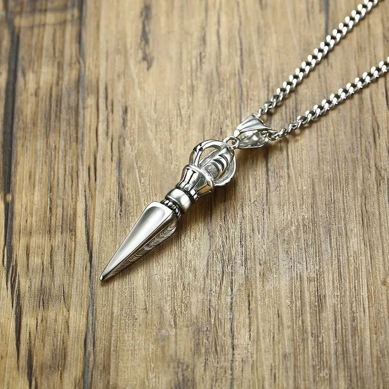 Tibetan Vajra Dagger Pendant Necklace — Stainless Steel