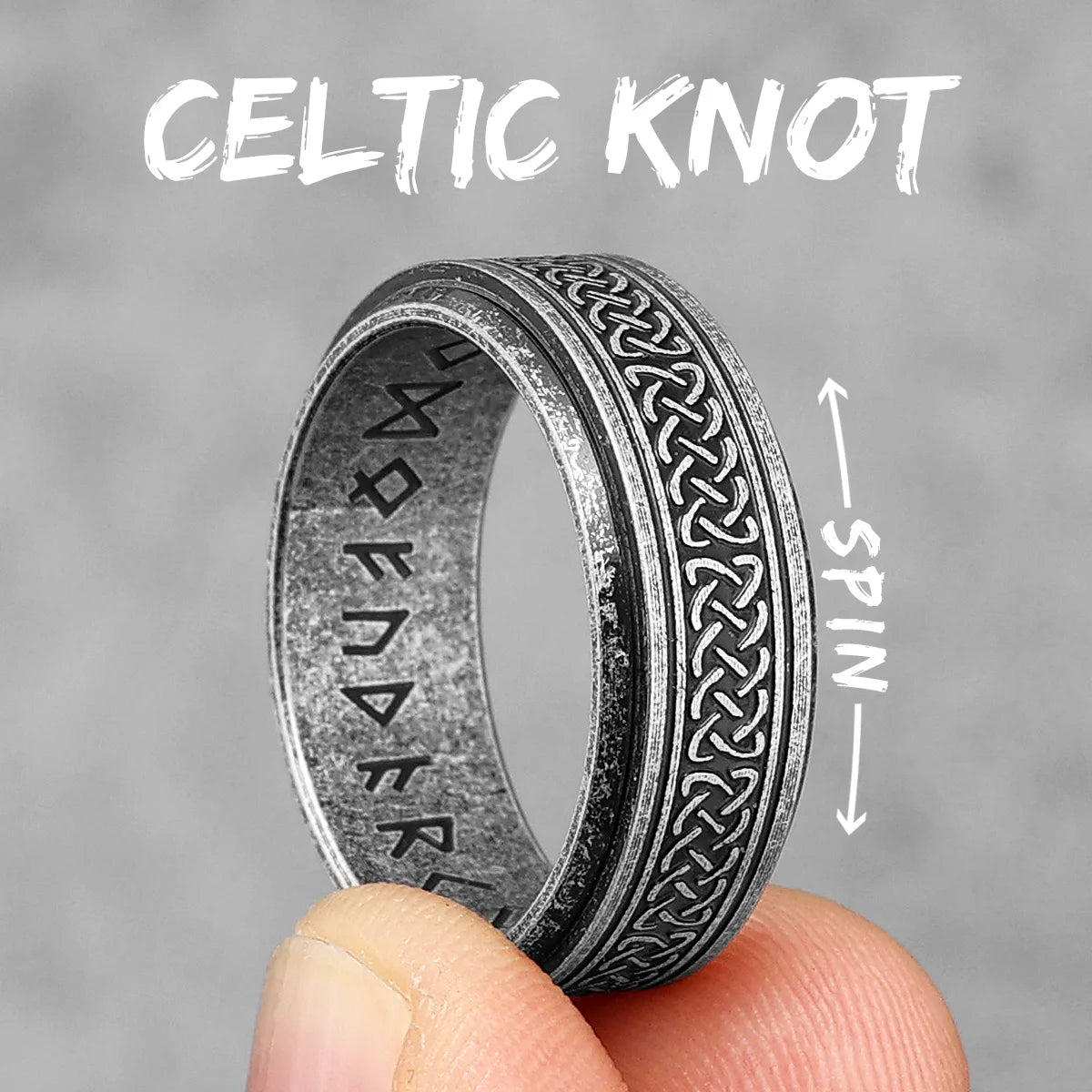 Vintage Nordic Viking Runes Celtic Knot Series Stainless Steel Womens Mens Rings Punk Biker Jewelry Creativity Gift