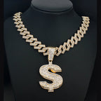 Men Women Hip Hop Big Dollar Sign Cross Pendant With 15mm Rhombus Cuban Chain Iced Out Bling Necklaces Fashion Charm Jewelry