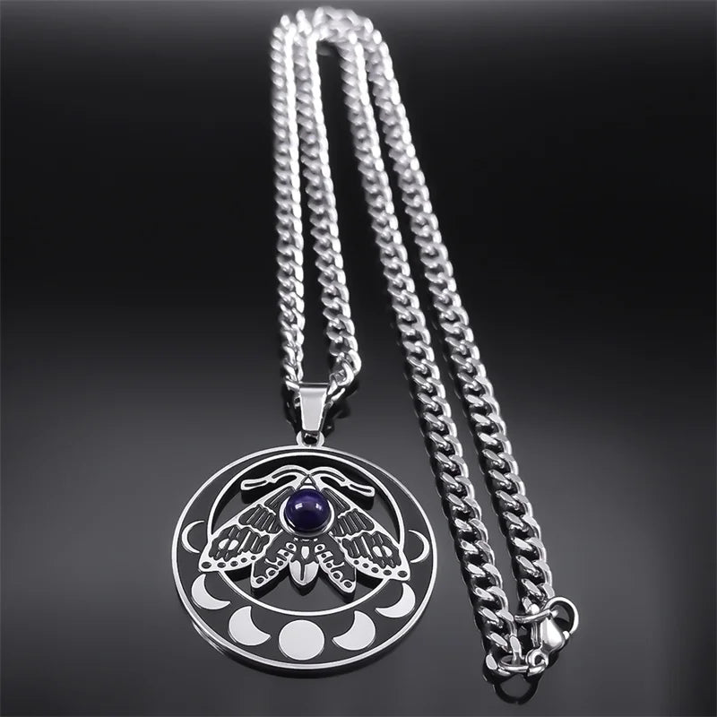 Moon Crescent Pendant Necklace — Stainless Steel