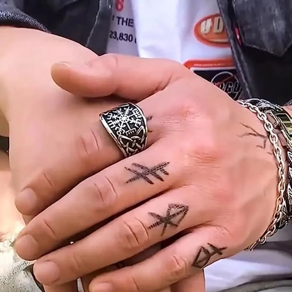 Norse Vegvisir Compass Rune Ring — Silver-Tone