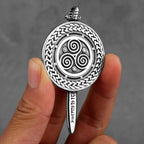 Viking Sword Shield Pendant Necklace — Steel