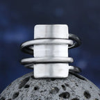 Viking Hammer Geometric Band Ring for Men — Stainless Steel