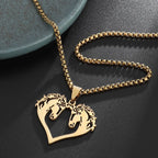 Gold Horse Pendant Necklace Box Chain Statement