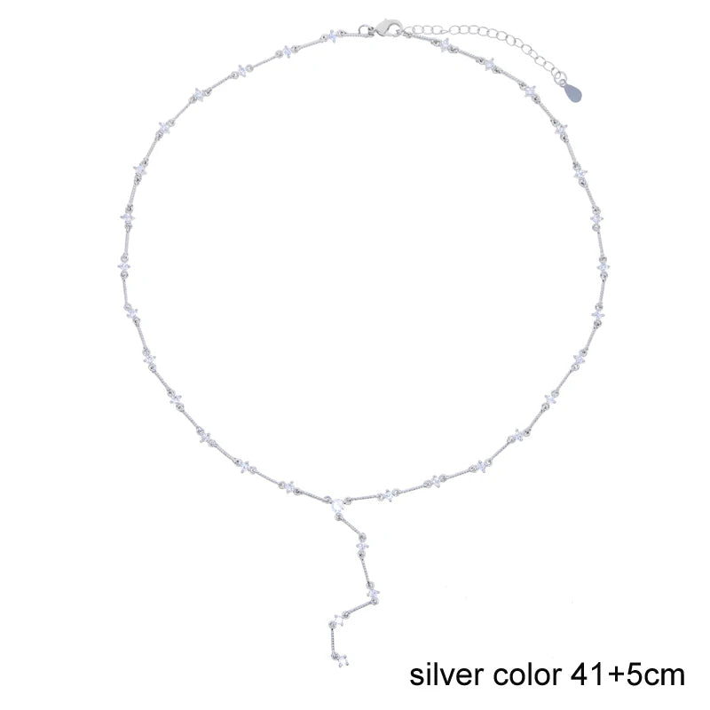 2025 Luxury Round Water Drop Stone Pendant Tennis Chain Jewelry 5A Cubic Zirconia Bling Long Y Lariat Sexy Women Choker